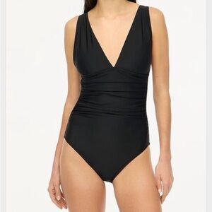 J.Crew NWOT Ruched plunge one-piece swimsuit size large